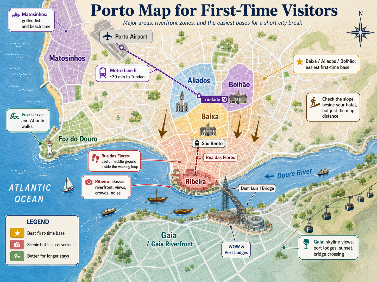 Porto travel guide map for newcomers - city break in porto